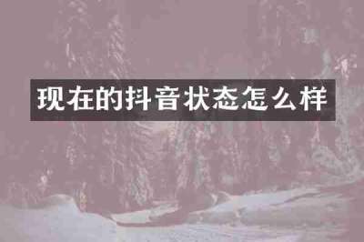 现在的抖音状态怎么样