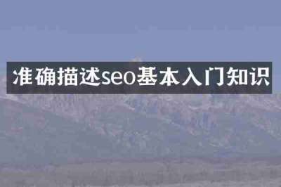 准确描述seo基本入门知识