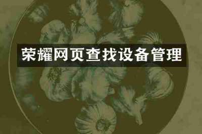 荣耀网页查找设备管理