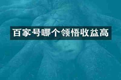 百家号哪个领悟收益高