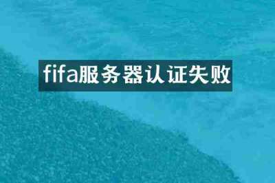 fifa服务器认证失败