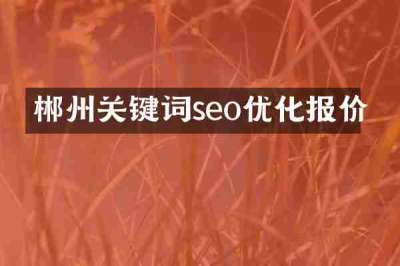 郴州关键词seo优化报价