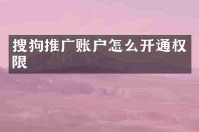 搜狗推广账户怎么开通权限