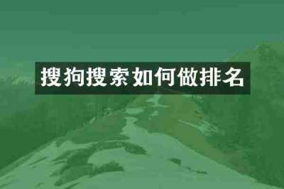 搜狗搜索如何做排名