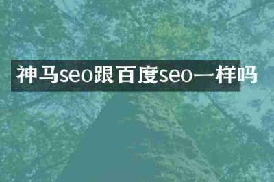 神马seo跟百度seo一样吗
