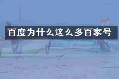 百度为什么这么多百家号