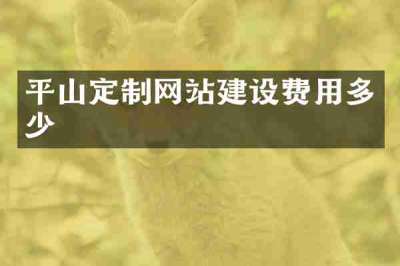 平山定制网站建设费用多少