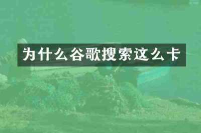 为什么谷歌搜索这么卡