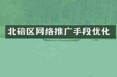 北碚区网络推广手段优化