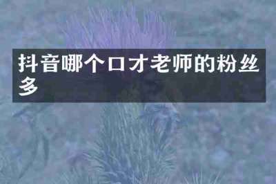 抖音哪个口才老师的粉丝多