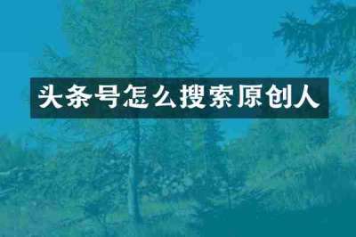 头条号怎么搜索原创人