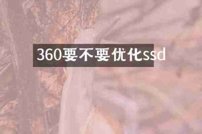 360要不要优化ssd