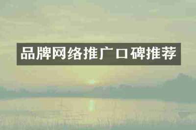 品牌网络推广口碑推荐