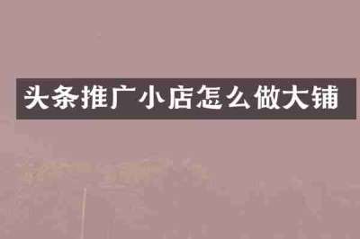 头条推广小店怎么做大铺