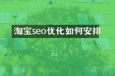 淘宝seo优化如何安排