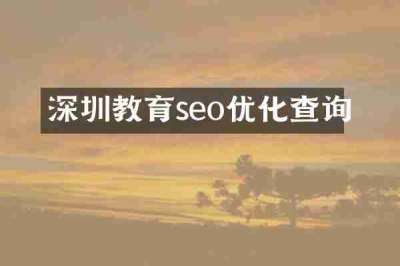 深圳教育seo优化查询