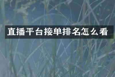 直播平台接单排名怎么看