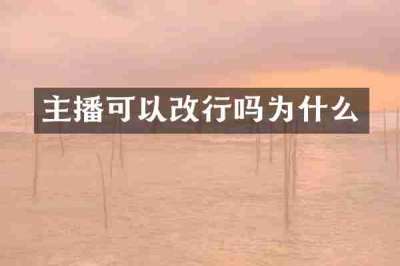 主播可以改行吗为什么