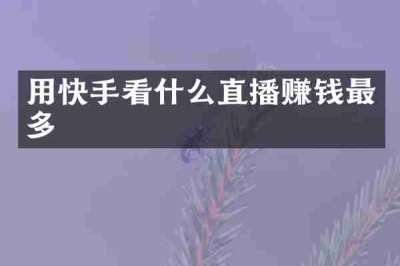 用快手看什么直播赚钱最多