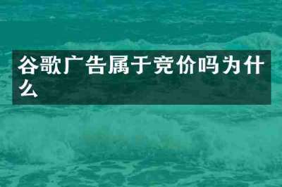谷歌广告属于竞价吗为什么