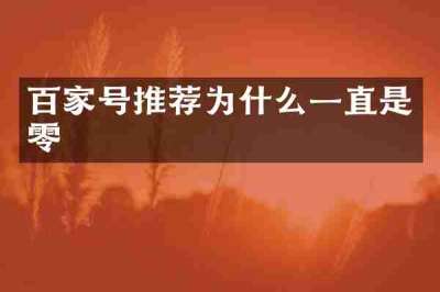 百家号推荐为什么一直是零