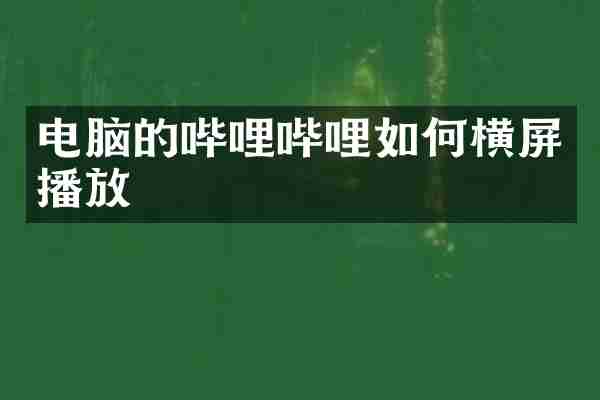 电脑的哔哩哔哩如何横屏播放