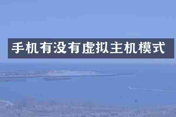 手机有没有虚拟主机模式