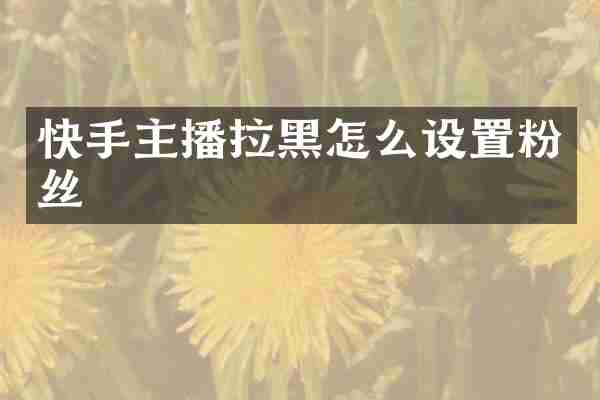 快手主播拉黑怎么设置粉丝