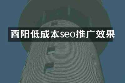 酉阳低成本seo推广效果
