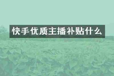 快手优质主播补贴什么