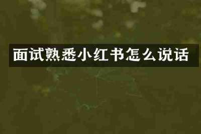 面试熟悉小红书怎么说话