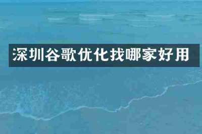 深圳谷歌优化找哪家好用