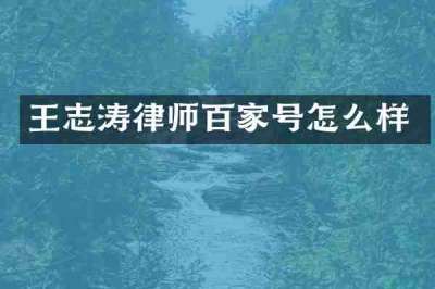 王志涛律师百家号怎么样