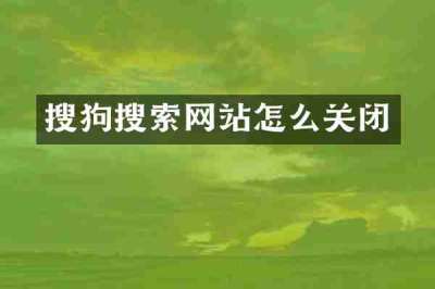 搜狗搜索网站怎么关闭