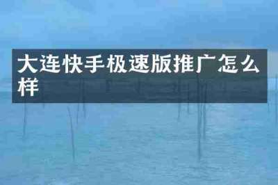 大连快手极速版推广怎么样