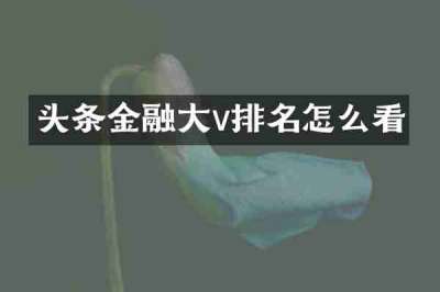 头条金融大v排名怎么看