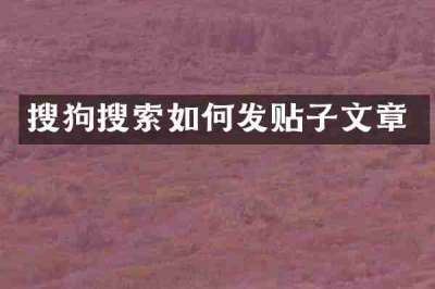 搜狗搜索如何发贴子文章