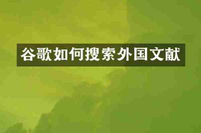 谷歌如何搜索外国文献