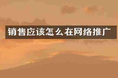 销售应该怎么在网络推广