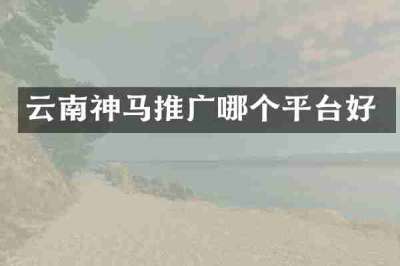 云南神马推广哪个平台好