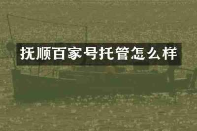 抚顺百家号托管怎么样