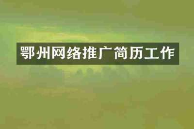 鄂州网络推广简历工作