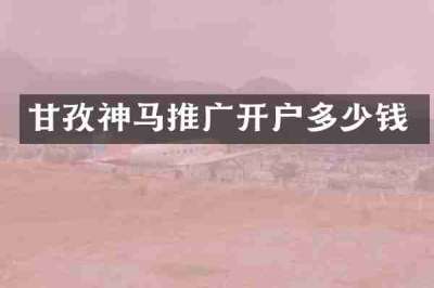 甘孜神马推广开户多少钱