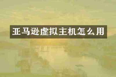 亚马逊虚拟主机怎么用