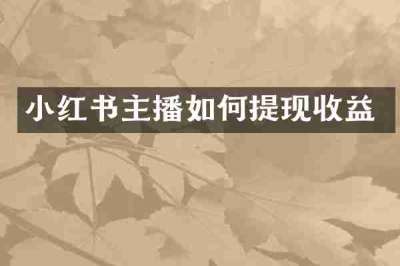 小红书主播如何提现收益