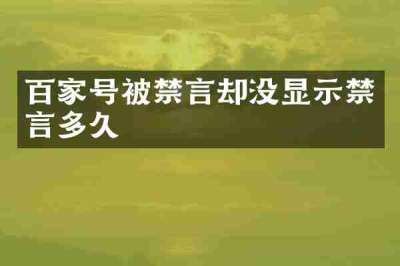 百家号被禁言却没显示禁言多久