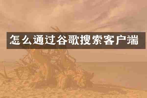 怎么通过谷歌搜索客户端