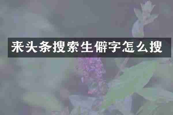来头条搜索生僻字怎么搜