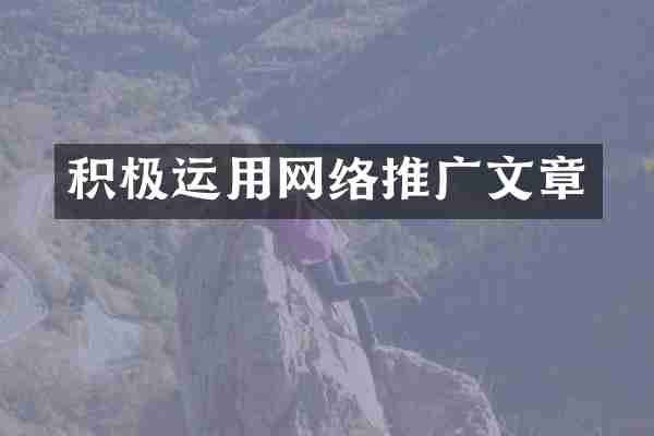 积极运用网络推广文章