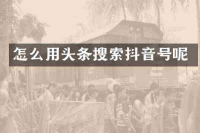 怎么用头条搜索抖音号呢